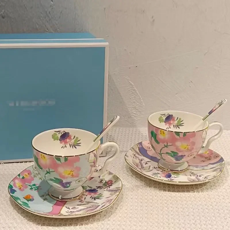 Bone China Butterfly Coffee Cup Spoon Delicate Tall Cup Luxury Mug English Afternoon Tea Ceramic Coffeware Drinkware Gift Box