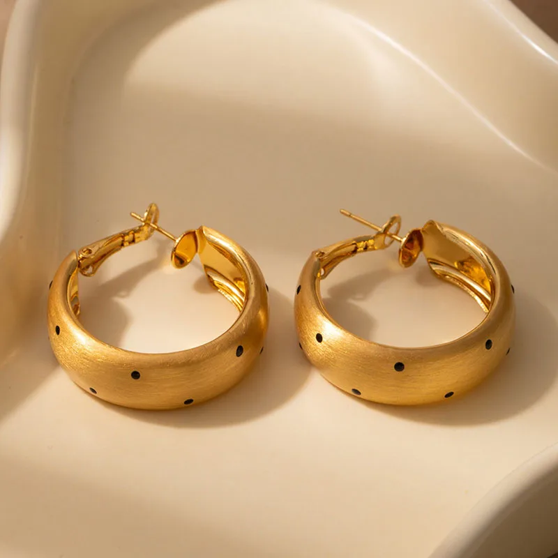 Fashion Geometric Circular Polka Hoop Earrings For Women Simple Temperament Metal Hoop Earrings Party Accessory Gift image 6