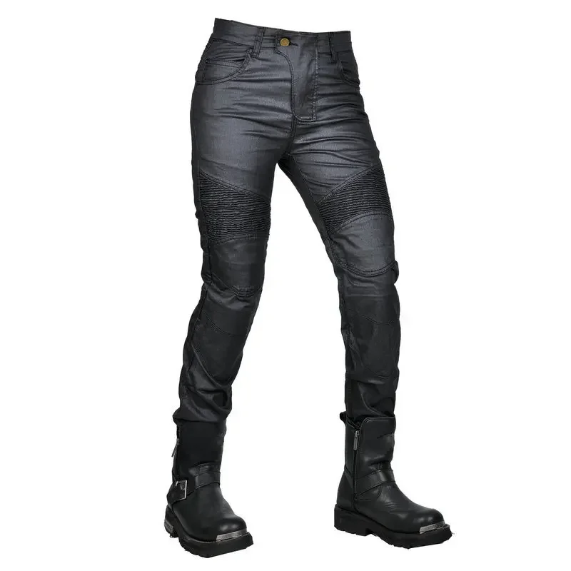 

Women Slimming Coated Waterproof Motorcycle Riding Denim Jeans Locomotive Cycling Moto Racing Drop Proof Pants With Armor Pads