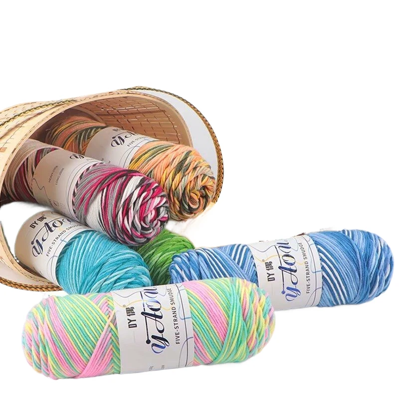 100 جرام 1 قطعة الحياكة قوس قزح غزل القطن الكروشيه الاكريليك الموضوع وشاح متماسكة سترة بطانية قبعة المواضيع أميجورومي خطوط حقيبة