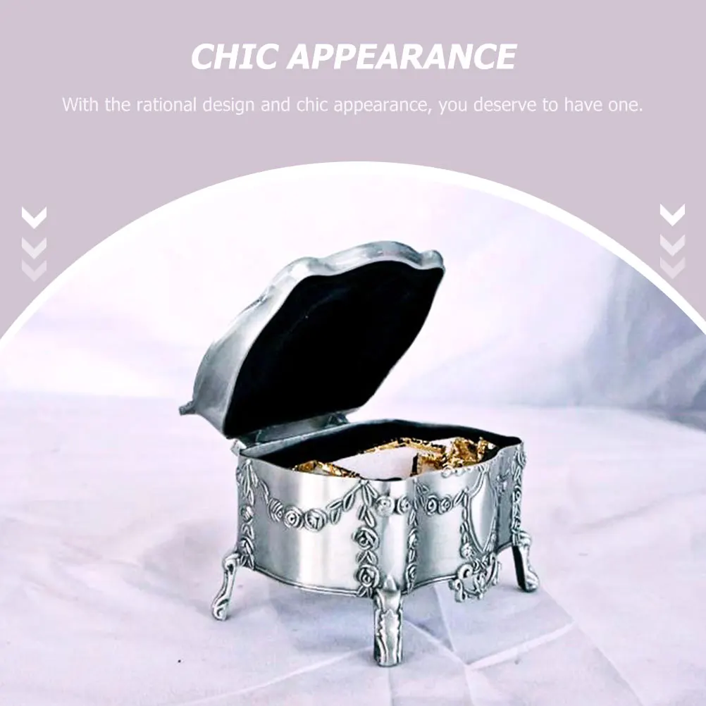 

Zinc Alloy Jewelry Box for Rings Earrings Necklace Lightweight Durable Travel Vintage Storage ganizer Small Case