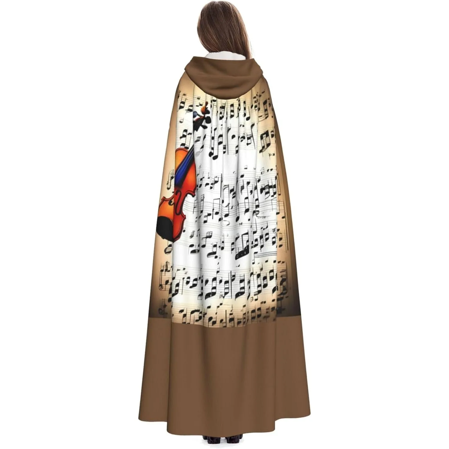 

Violin Sheet Music print Adult Hooded Cape Carnival Festival Cape Cosplay Robe Costume party Gothic Carnival