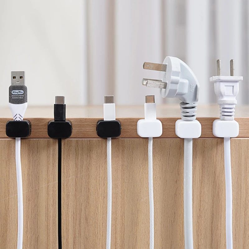 สายเคเบิลคลิปยึดสายเคเบิ้ลเรียบปรับได้สำหรับยึดที่เก็บสายใต้โต๊ะการจัดการสายเคเบิล