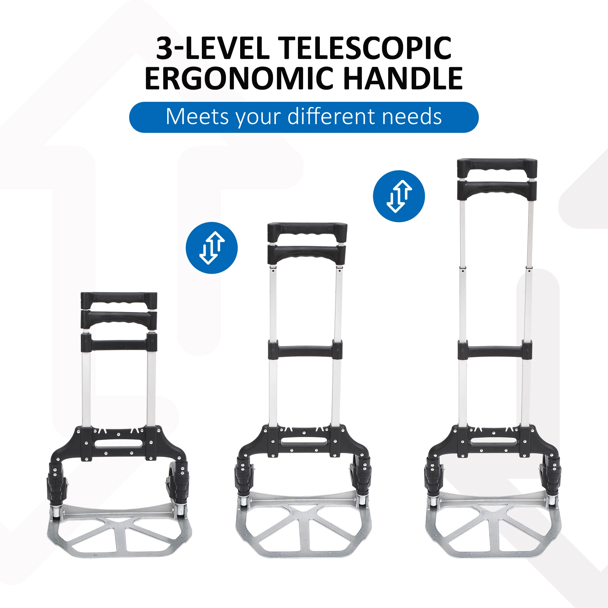 HOMCOM Heavy Duty Aluminium Foldable Hand Truck Trolley, 70KG Load Capacity