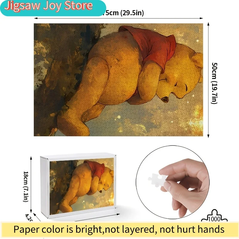 1000pcs Disney Winnie the Pooh Poster and Puzzle | High-Quality, Stress-Relieving Family Game, Ideal for Birthdays, Valentine'
