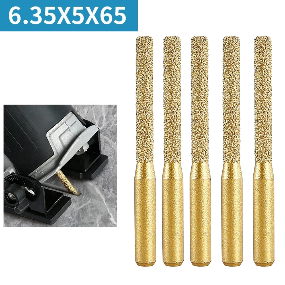 

New 5Pcs Brazed Router Bit Straight Shank Milling Cutter For Granite Tile 6.35mmFor Quartz Stone Marble Granite Ceramic Tile