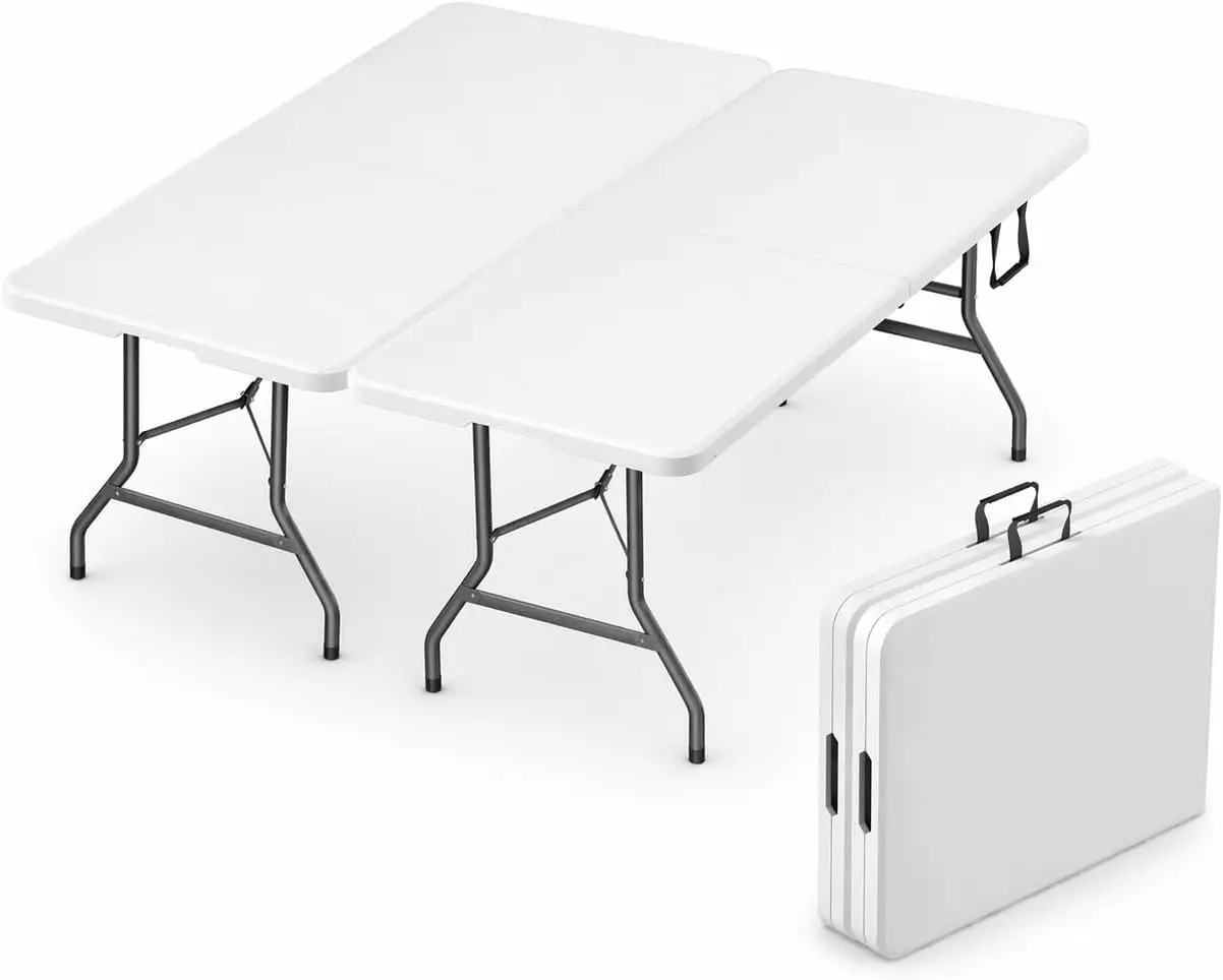 

2 Pack of 6 Feet Foldable Table with Built in Handle & Steel Legs | Heavy Duty Portable | Perfect for