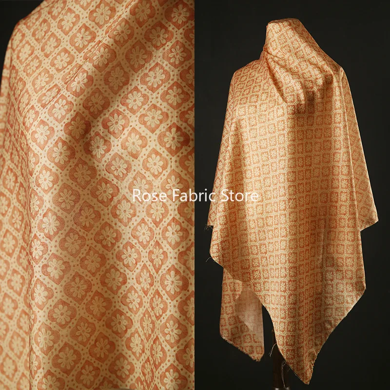 Tessuto di cotone broccato floreale con griglia da 1 metro, primavera estate, camicia, pantaloni, tessuto da cucito fai da te