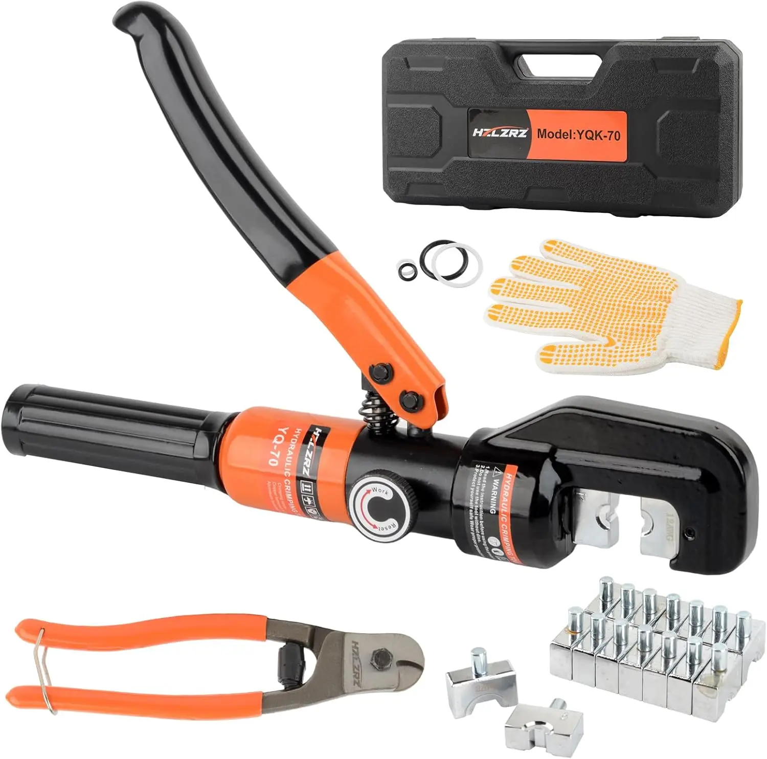 

Hydraulic Crimping Tool Kit with 9 Dies for Battery Cables and Wires, 12AWG-2/0AWG Range