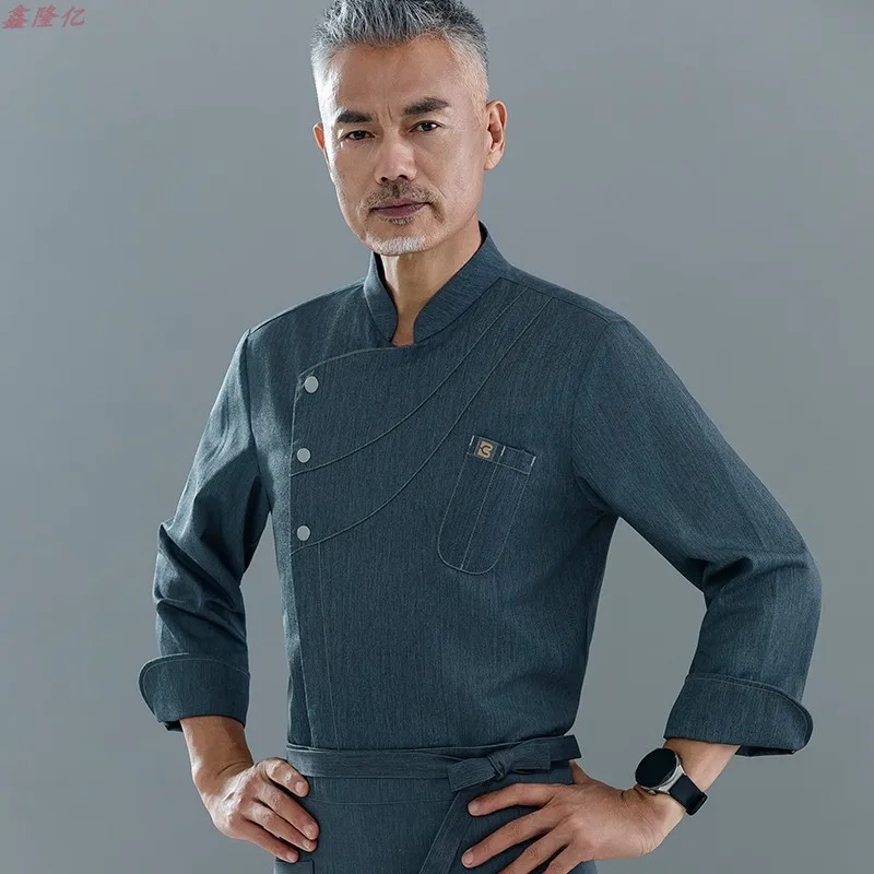 ケータリングレストランキッチン作業服長袖洋食レストランケーキショップウェイター秋白シェフ制服