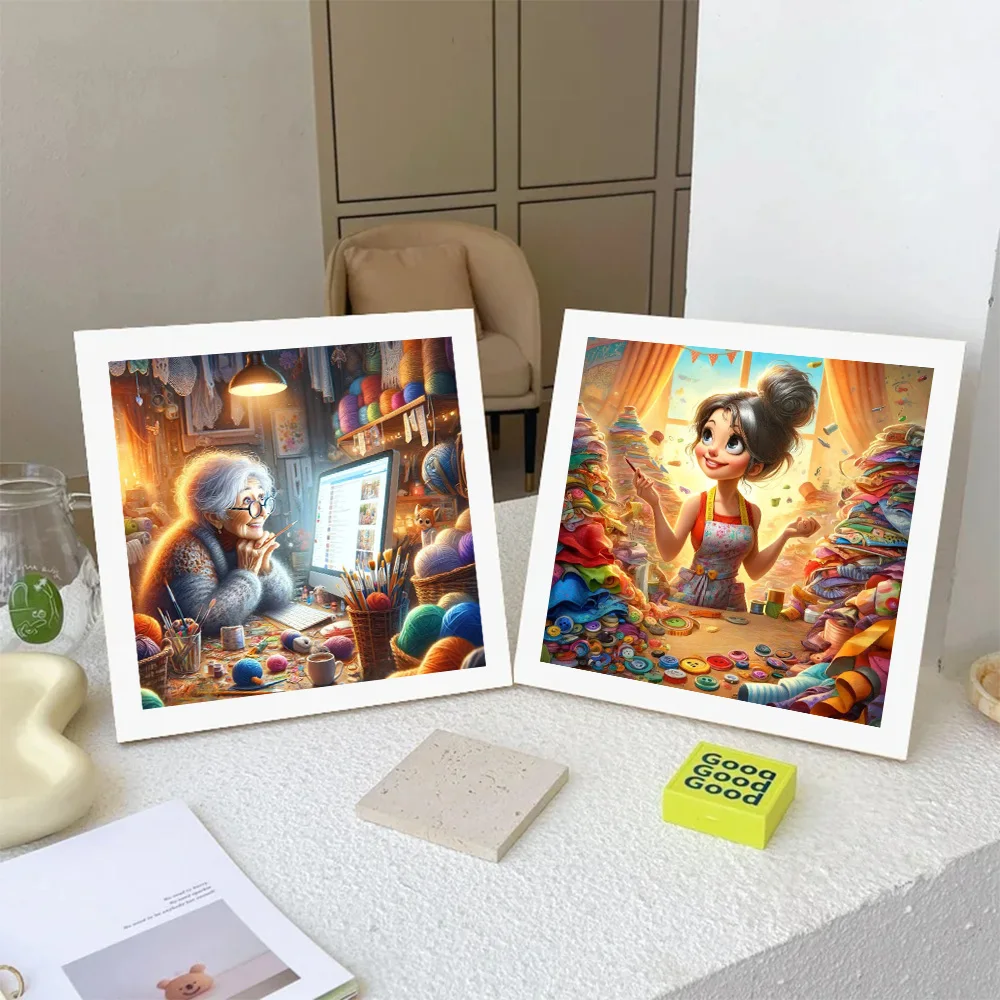 Diamond Painting Een Vrouw Werken In Een Chaotische Kamer Cartoon Meisjes Diy Volledige Boren 5d Mozaïek Kits Borduurwerk Kruissteek Decor