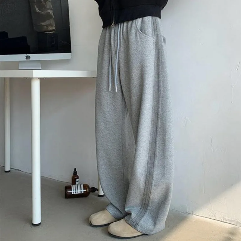 

Loose Men's Casual Pants Side Weave Belted Knife Wide Leg Jeans Youth Trendy Brand Large Size Comfortable Straight Leg T...