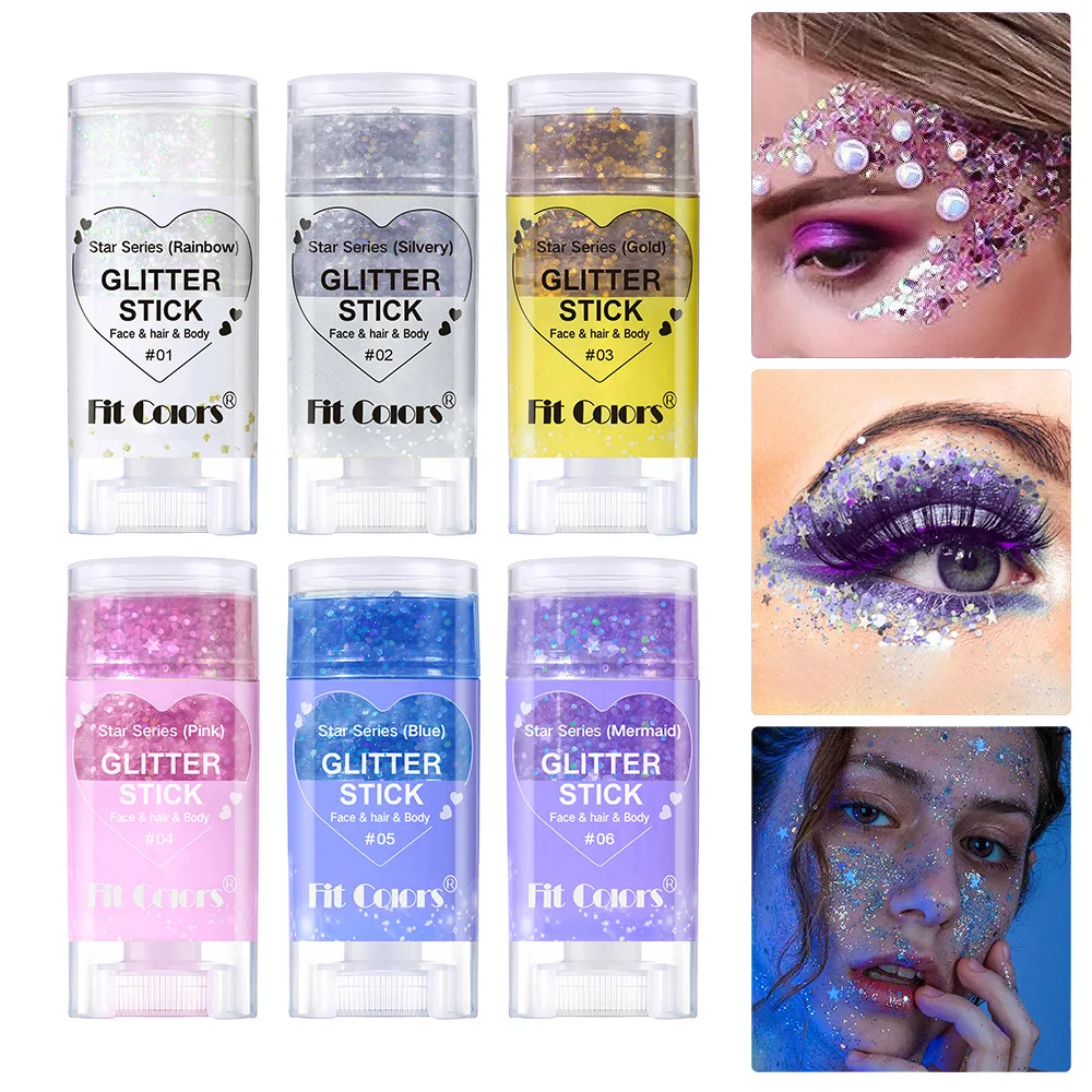 Fit Colors colorul Body Paint Glitter Stick multifunction Glitter Eyeshadow Holiday Stage sparkling skin and dazzling makeup