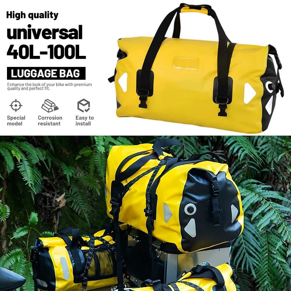 Universal Motorcycle Luggage Bag Waterproof Bag 40L 60L 100L TPU Large Capacity Travel Tail Bag Motorcycle Touring Equipment