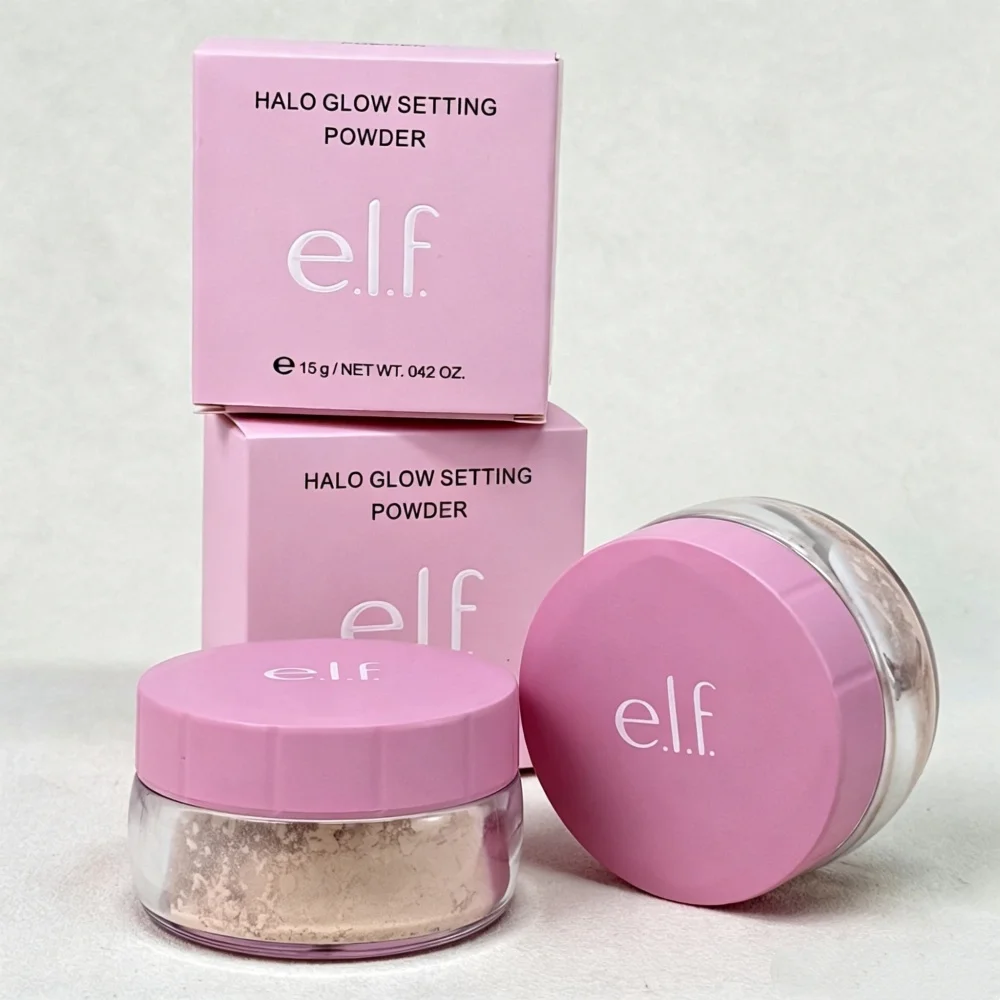 ELF Halo Glow Liquid Blush Lip Stain, Tinte Labial Líquido con Acabado Dewy, Color Modulable, Polvo Fijador HD, Prebase Translúcida Mate Power Grip Duo, Regalos