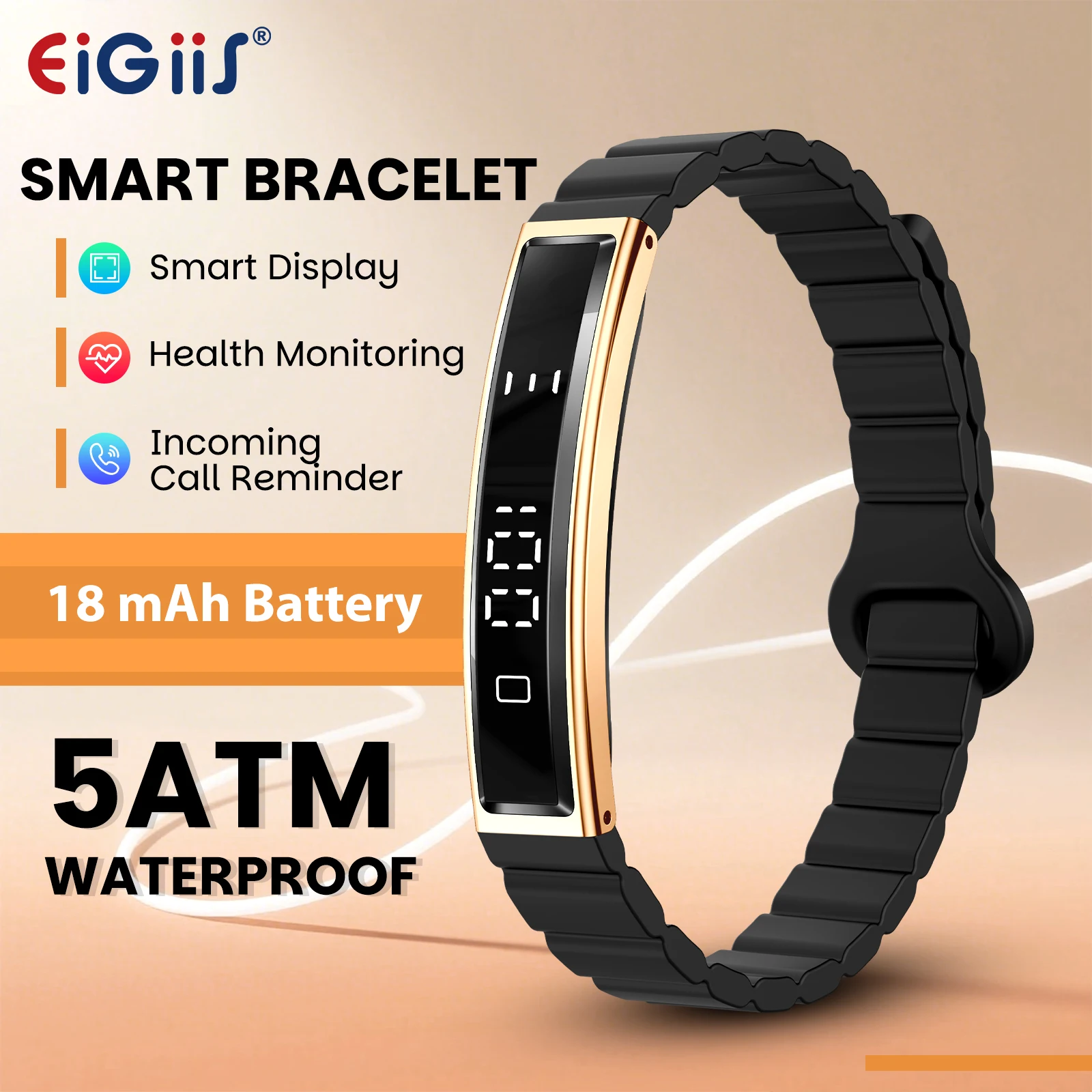 

EIGIIS Smart Bracelet 5ATM Waterproof Sleep Detection Heart Rate Pressure Detection Multiple Sport Modes Activity Smart Bracelet