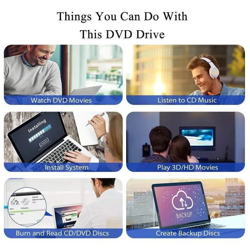 Reproductor de DVD externo USB 3,0, lector de CD, VCD, Mp3, USB 2,0, unidad de DVD ultrafina portátil, Rom para PC, portátil, ordenador de escritorio