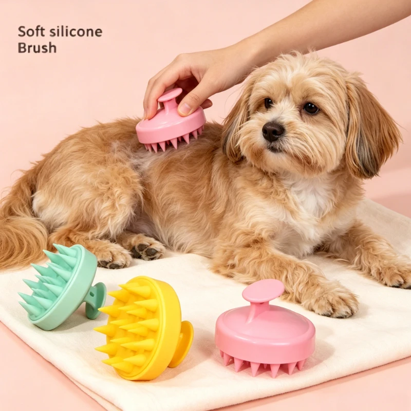 Plastic Silicone Massage Comb Clean The Scalp Thoroughly Scalp Massage Easy Foaming Head Massage  Pet Brush Bath Comb Shampoo