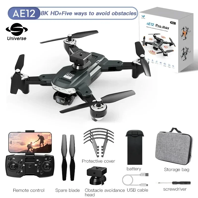 AE12  Professinal HD ESC Optical Flow Localization  Dual Camera Switching Obstacle Avoidance Drone Outdoors Toys Helicopter