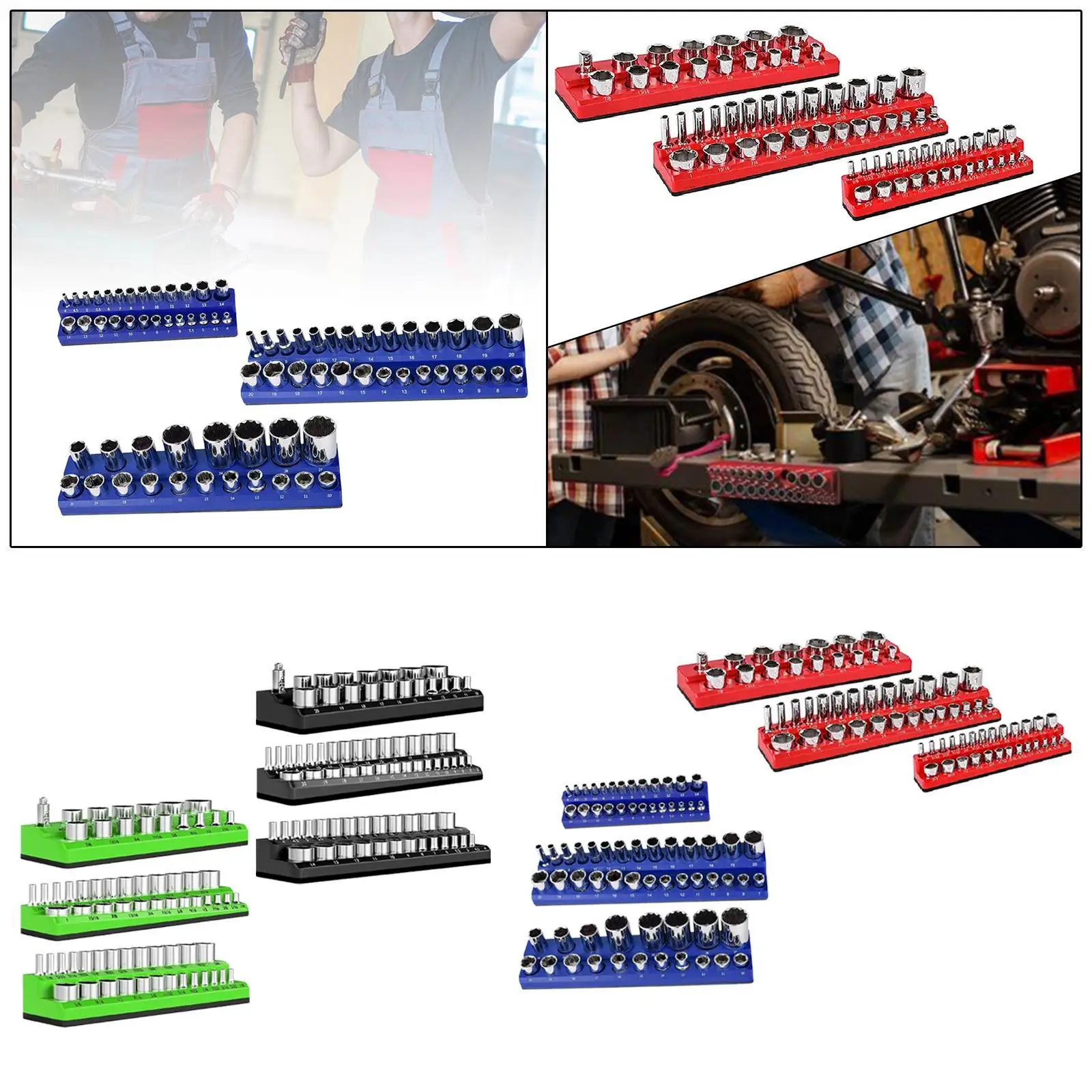 

3 Pieces Socket Organizers Accessories Multifunctional Wear Resistant Socket Holders Kit Portable for Tool Drawer Workbench