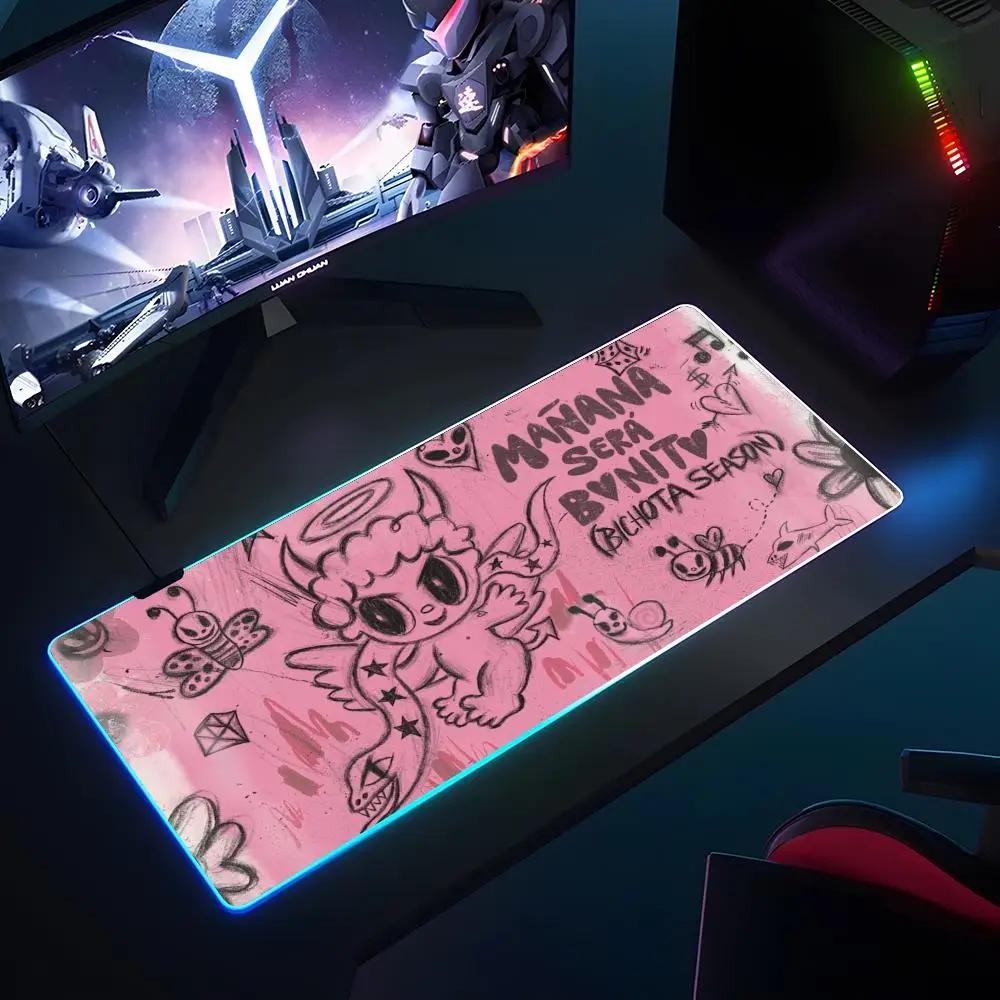 Karol G Muismat Rgb Lichtgevende 700X400Mm Grote Tafel Pad Gecodeerd Anti Slip Super Grote Muismat