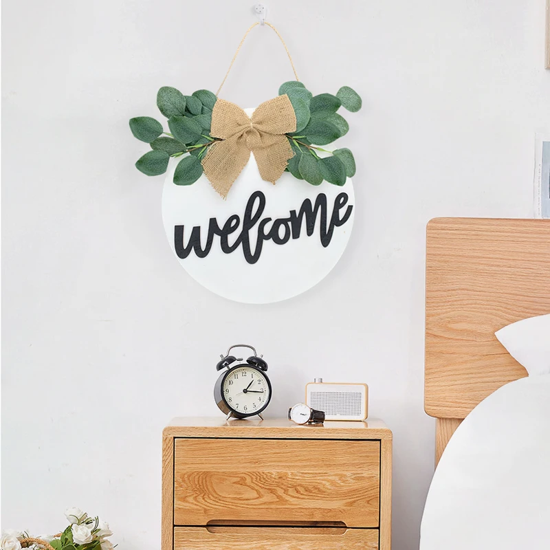 YOMDID 1PC Welcome Sign Front Door Decoration Wooden Sign New Housewarming Gift Welcome Door Sign Home Party Photobooth Props