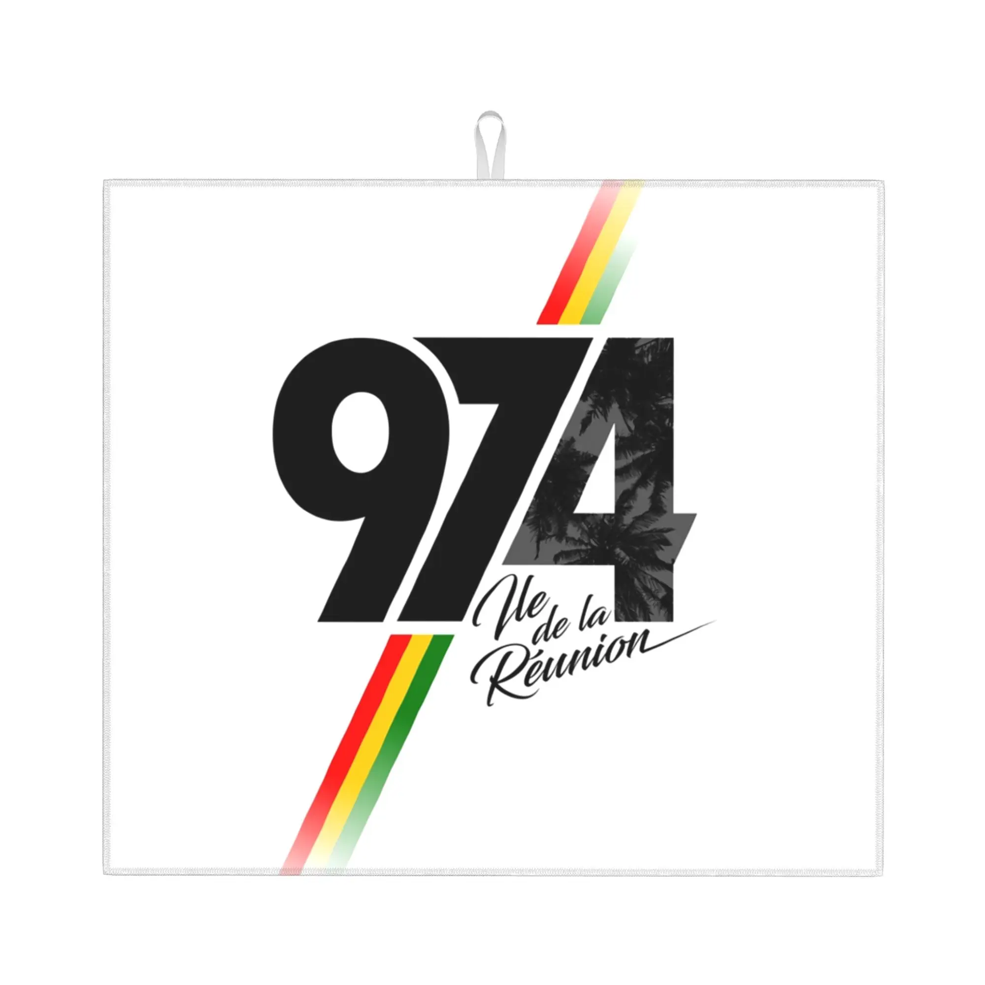 974 Reunion Island Drying Mat For Kitchen Waterproof Non‑Slip Oil Proof Reusable Signature Bathroom Countertop Protector Mat