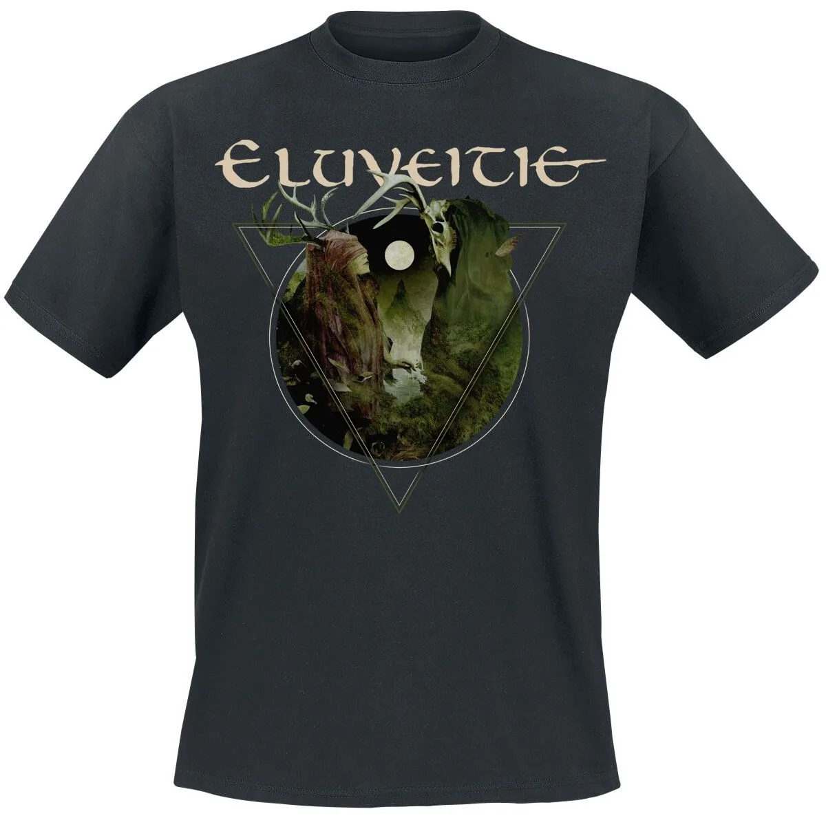 Camiseta de algodão preta com estampa de bruxa da floresta Eluveitie Premonition, masculina e feminina, folk metal, unissex
