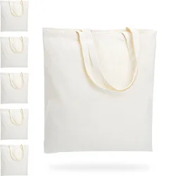 6-Pack Canvas Tote Bags, Sustainable, Reusable Grocery Bags Perfect for DIY Gift Ideas and Heat Transfer Designs