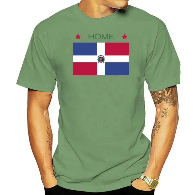 New Spring High-Elastic Cotton  DOMINICAN REPUBLIC FLAG HOME VACATION PROUD TOUR Mens White T-Shirt Summer T-Shirt