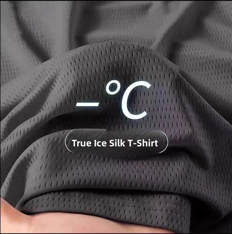 Summer Thin Ice Silk Me Qui Dry ort Sve T-irt Men's Korean Sle Large Size Casual Outdoor Sports Base irt image 2
