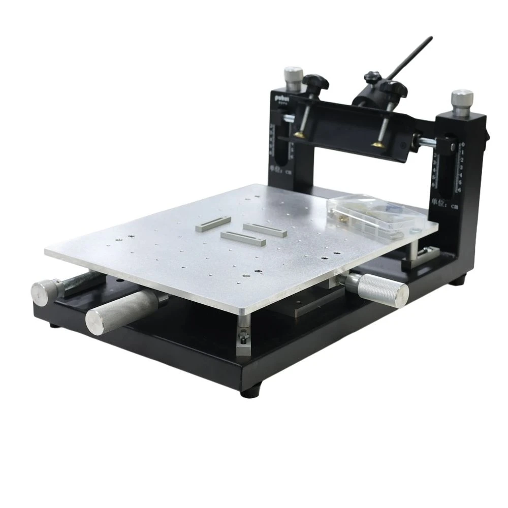 Stampante per allineamento stencil di precisione PUHUI 300x400mm PCB con supporto regolabile a vite Tavola serigrafica di precisione