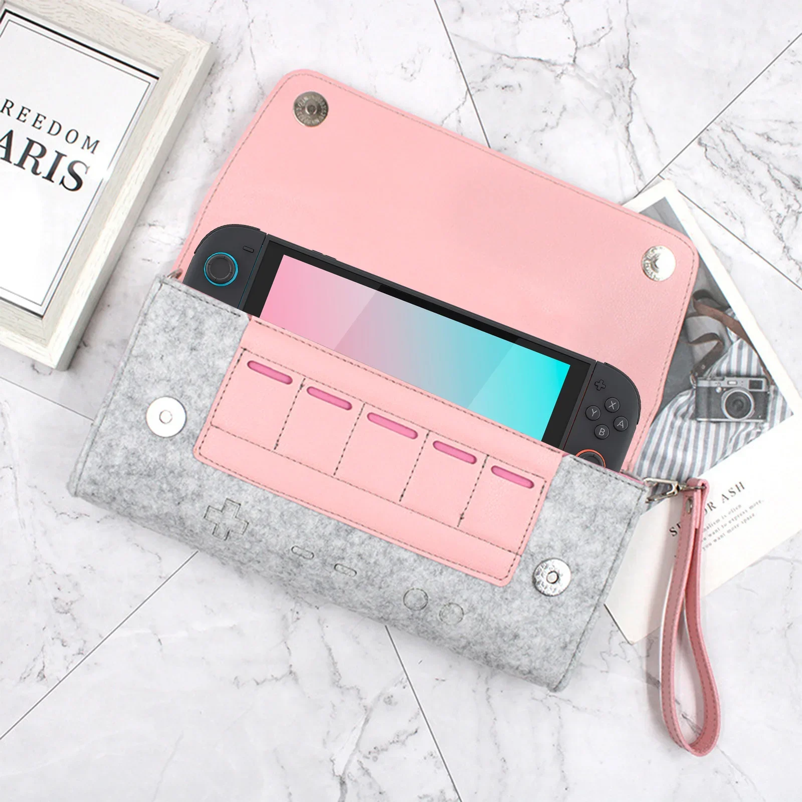 Bolsa de almacenamiento de viaje de fieltro ultraligera para Nintendo Switch 2, funda protectora de transporte para Switch2 con 5 ranuras para juegos, accesorios para juegos