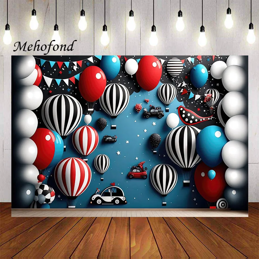 

Mehofond Photography Background Hot Air Balloon Car Stars Kids Birthday Party Cake Smash Portrait Decor Backdrop Photo Studio