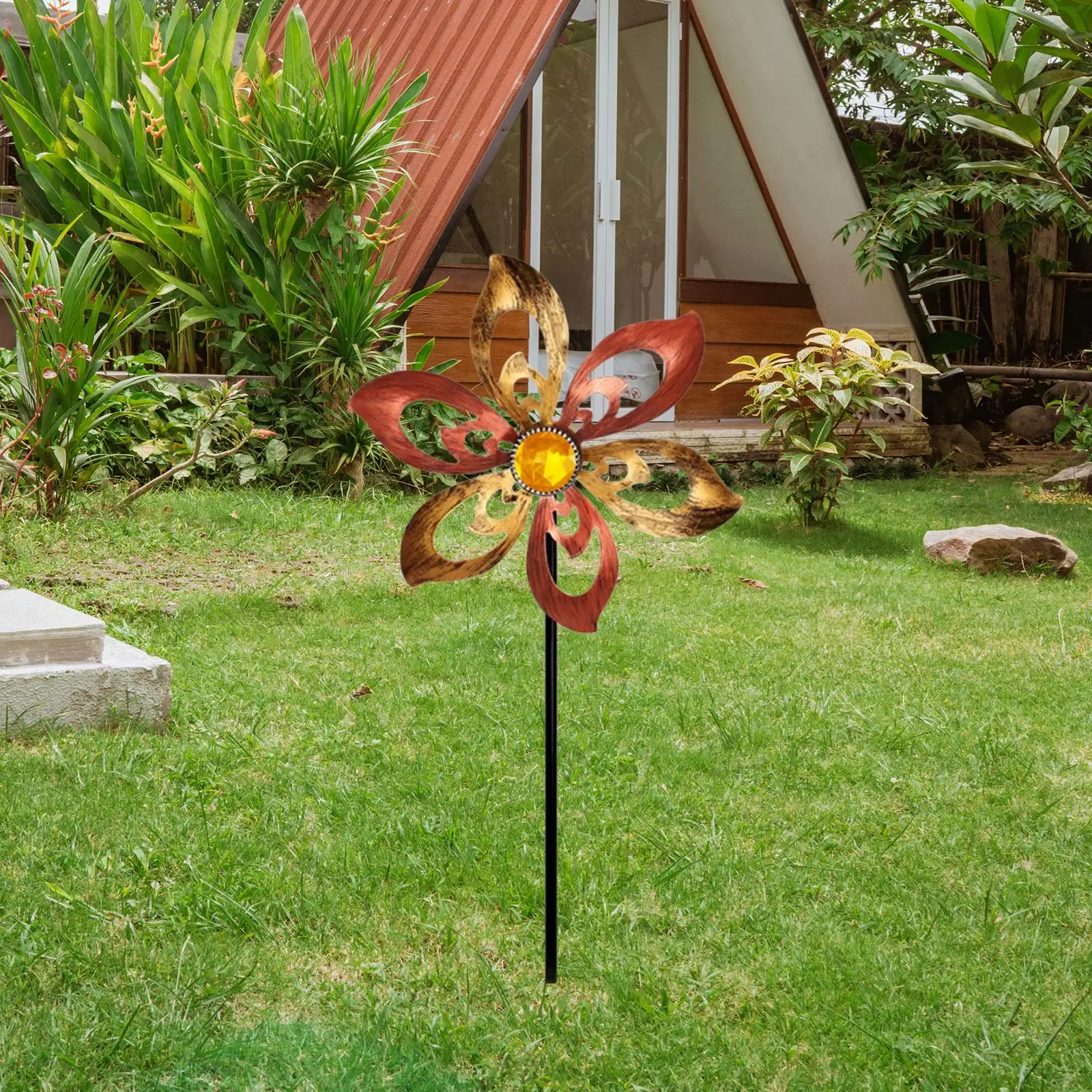 Wind Spinner Creative Fashion Pastoral Iron Wind Sculpture Wind Catcher with Metal Stake for Backyard Balcony Gift Terrace Lawn