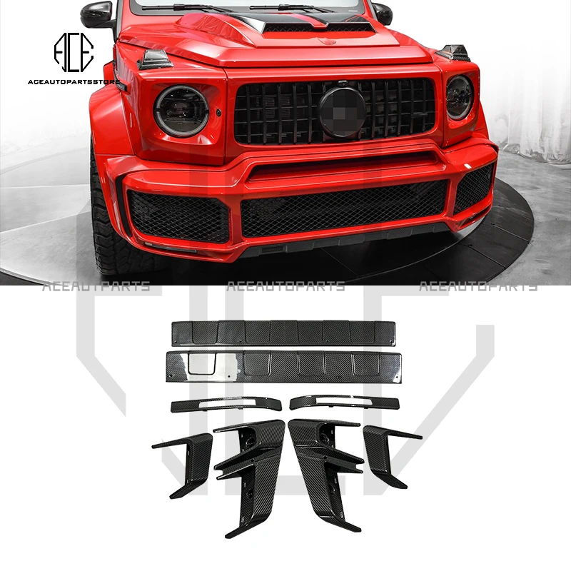 

W463A B Style Dry Carbon Fiber G900 Front Rear Lip Brake Light LED Air Ducts Fender Insertions Set For Benz W464 G63 G500 G550