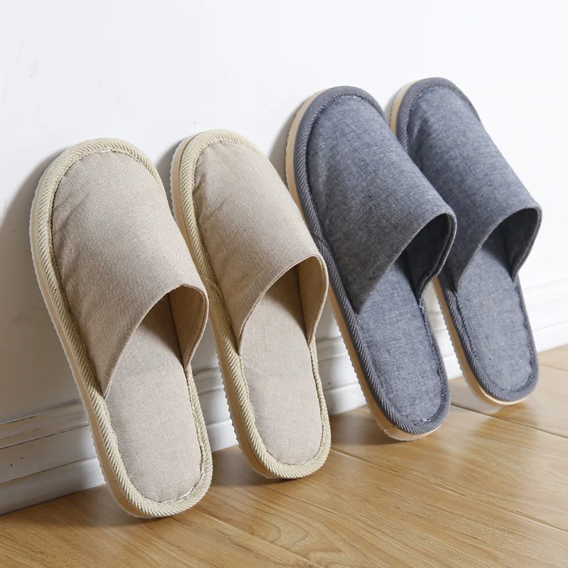 New Home Linen Slippers Men Women Couples Soft Thick Bottom Indoor House Anti-Slip Breathable Hemp Slides Guest Use