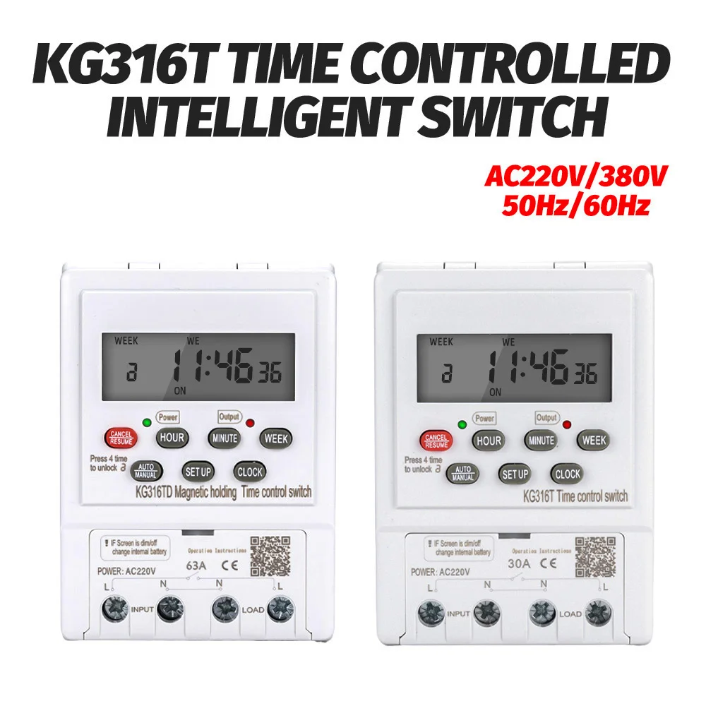 

Digital LCD Time Switch Lighting Timer KG316TD 220V/380V AC Mini Daily Weekly 7 Days Programmable Time Controllor Countdown