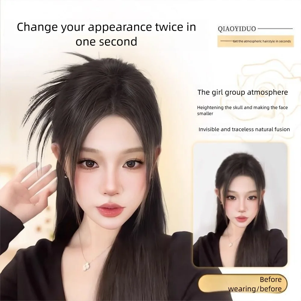 Elegant Synthetic Hair Bun Claw Clip Bowknot Natural Wig Hair Clip Brown Black Fluffy Bun Head Wig Women