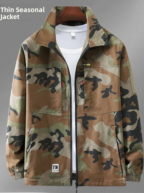 

New Summer Thin Camouflage Workwear Top for Men Worn Resistant Breathable Loose Pure Cotton Work Clothes Jacket for Labor