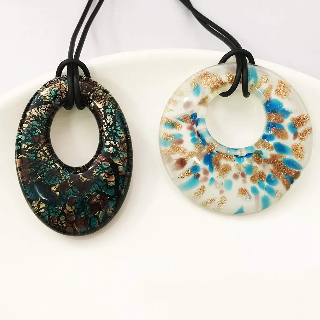 

2PCS Different Shapes Glass Murano Pendant Necklace Jewelry Fashion