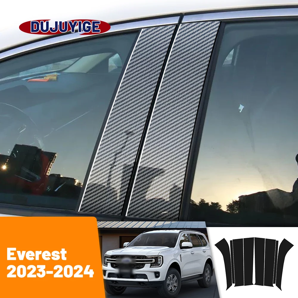 

For Ford Everest 2023-2024 Carbon Fiber Window Door Column Deal B C Pillar Post Cover Trim Sticker