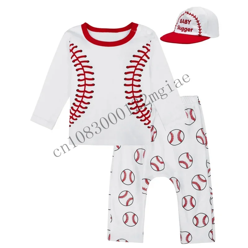 3 ชิ้นเด็กทารกชุดเบสบอลทารกตลกคอสเพลย์ปาร์ตี้ชุดกีฬาชุดกางเกงยาวกับหมวก Carnival ฮาโลวีน Co CMM221