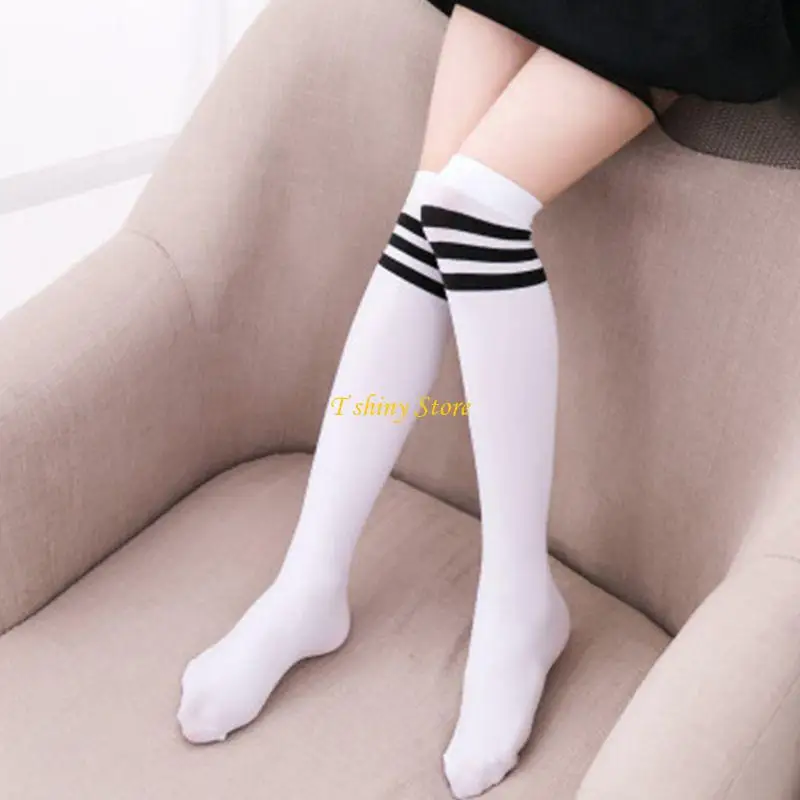 N58F Kids Girls Autumn Long Tube Socks Bright Sweet Candy Color Child Princess Thigh