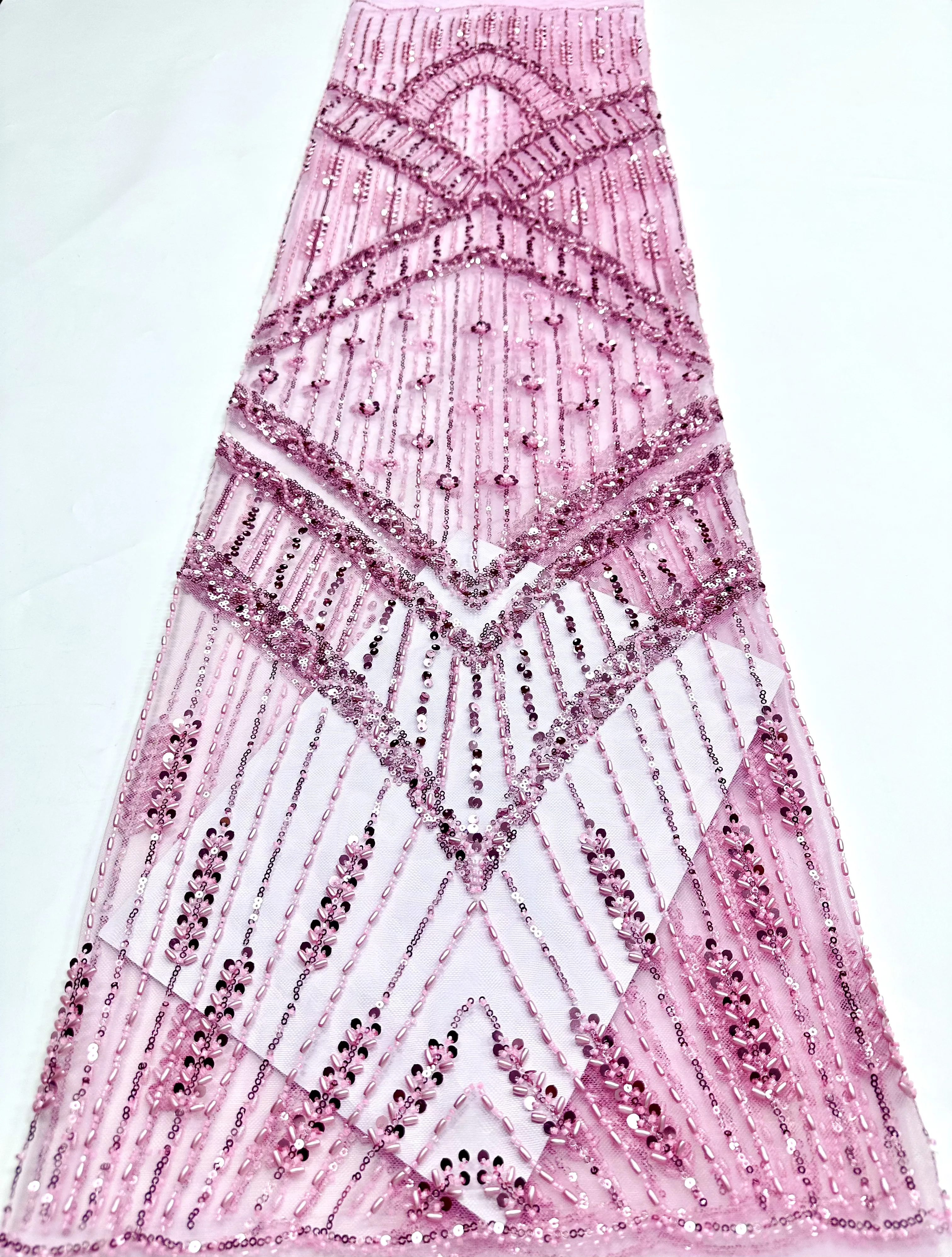 

Luxury African Sequins Beaded Lace Fabric High Quality Groom Nigerian Wedding Bridal Embroidery French Tulle Sewing