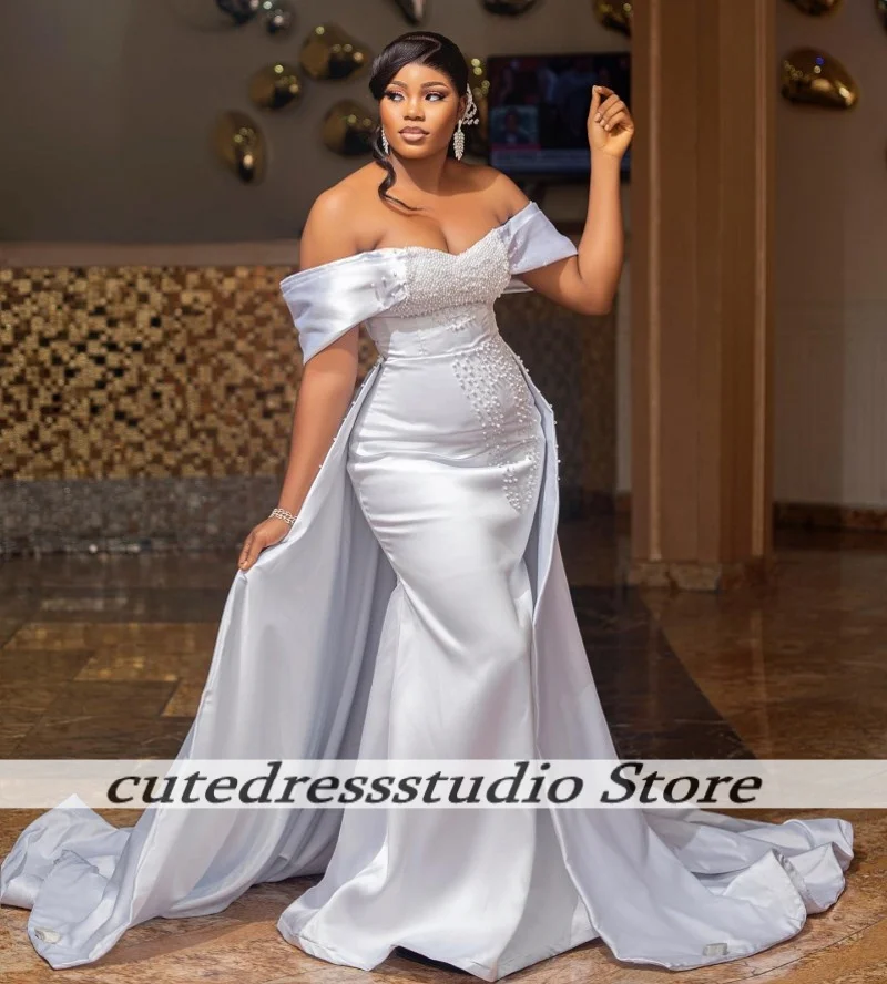 Graceful Mermaid Wedding Dresses For Black Girls The Second Party Dress Luxurious Peals Beaded Bridal Gowns 2025 Customized