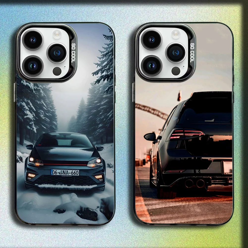 

Car Sport G-Golf G-GTI Phone Case For iPhone 16,15,14,13,12,11,Mini,Pro,SE,MAX Gray Matte Silicone Black Cover