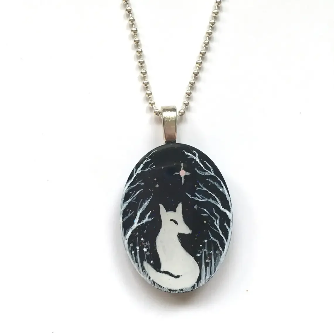 Fashion Stargazing Fox Pendant Necklace，Gift for Her