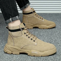 Autumn New High Top Work Shoes for Men Platform Ankle Boots Fashion Quality  Boots Outdoor Booties Zapatos De Hombre