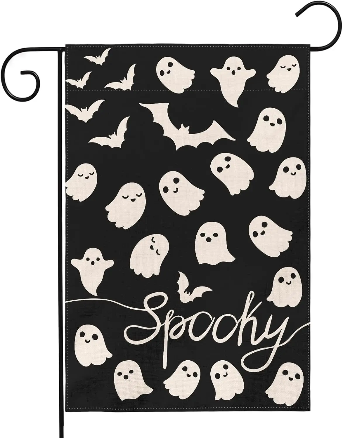 Cute Ghost Halloween Garden Flag 12x18 Inch Spoohy Black Cream Bat Scary Theme Halloween Holiday Decorative Yard Flags for O GGX